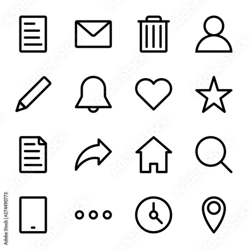 User Interface icon set in outline style