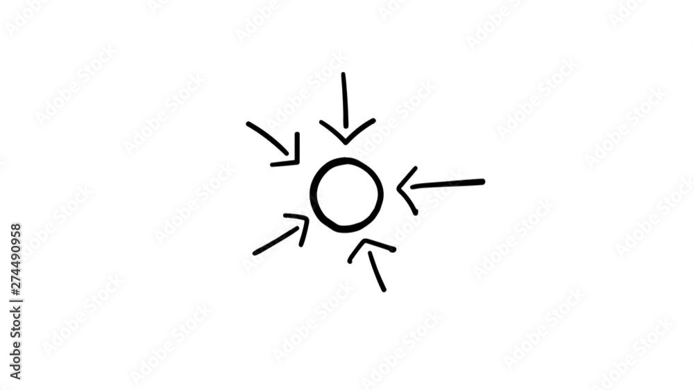 Freehand drawing infographic element - arrows pointing to the center. Freehand drawing infographic element - arrows pointing to the center.