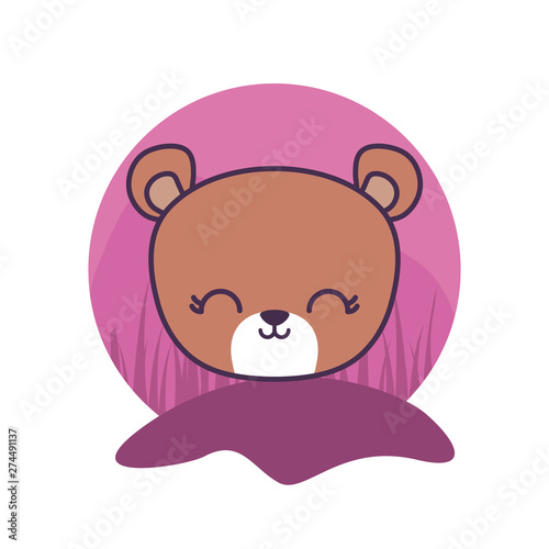 head of cute bear animal isolated icon