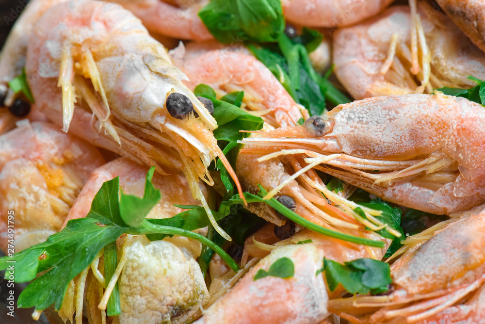 Boiled shrimp , close-up Boiled shrimp , close-up