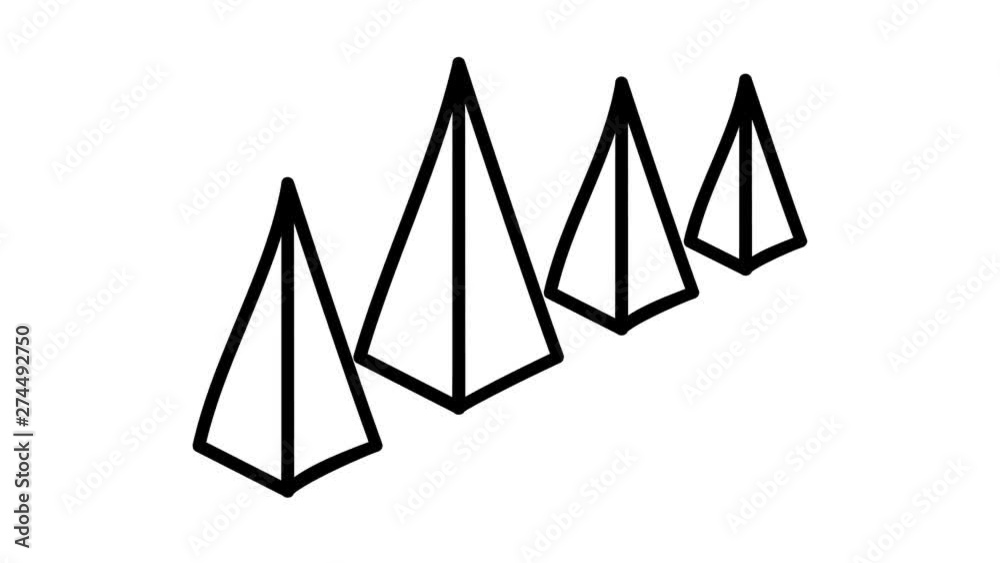 Hand-drawn infographic element - pyramids in a row.