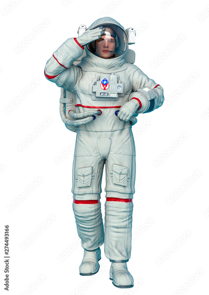 astronaut blinded in a white background