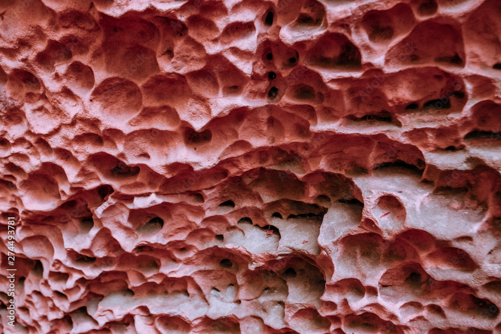 Relief eroded stone surface, coral colour Relief eroded stone surface, coral colour