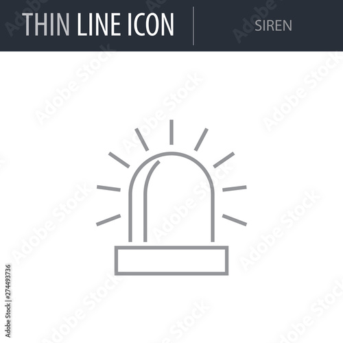 Symbol of Siren. Thin line Icon of Medicine Part One. Stroke Pictogram Graphic for Web Design. Quality Outline Vector Symbol Concept. Premium Mono Linear Beautiful Plain Laconic Logo