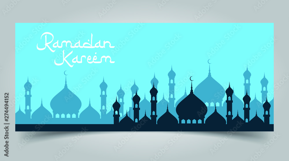 Ramadan kareem banner illustration.Religion muslim celebration