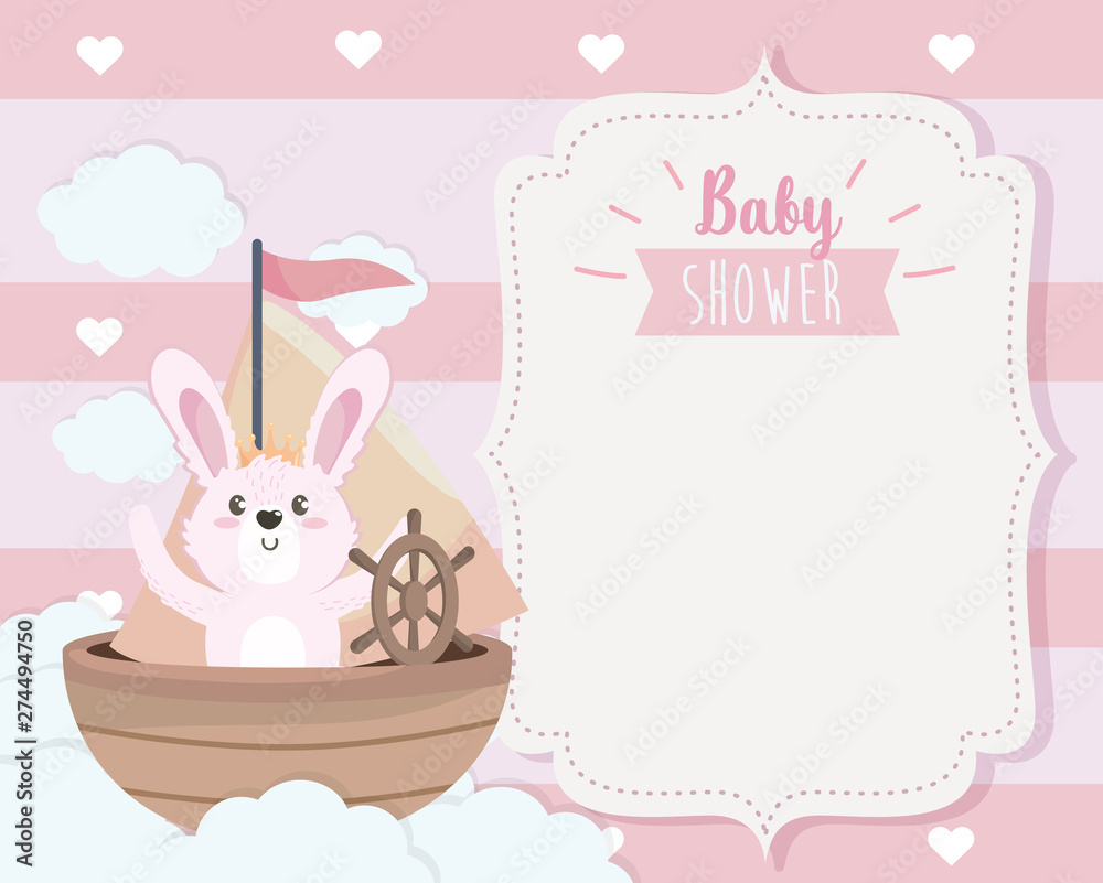 card of cute rabbit in the ship and clouds card of cute rabbit in the ship and clouds