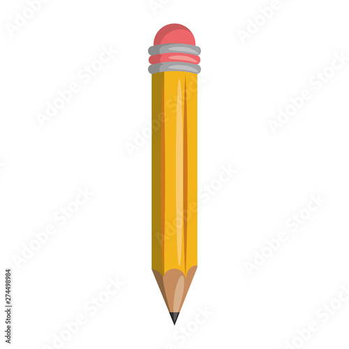 pencil with eraser education symbol isolated