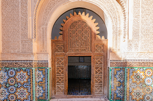 Detail of Moroccan arches and doors. marrakesh