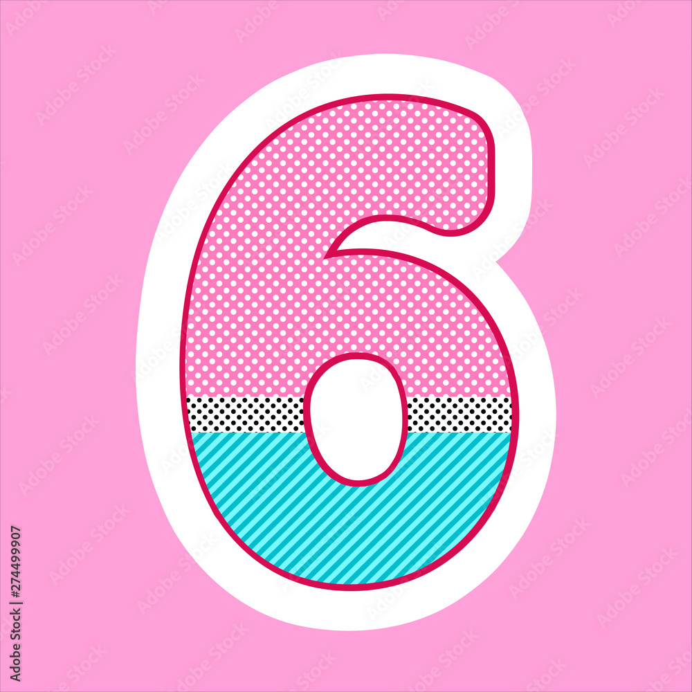 cute figure, number for children's birthday, holiday in the style lol doll. polka dot pattern and stripes vector illustration cute figure, number for children's birthday, holiday in the style lol doll. polka dot pattern and stripes vector illustration