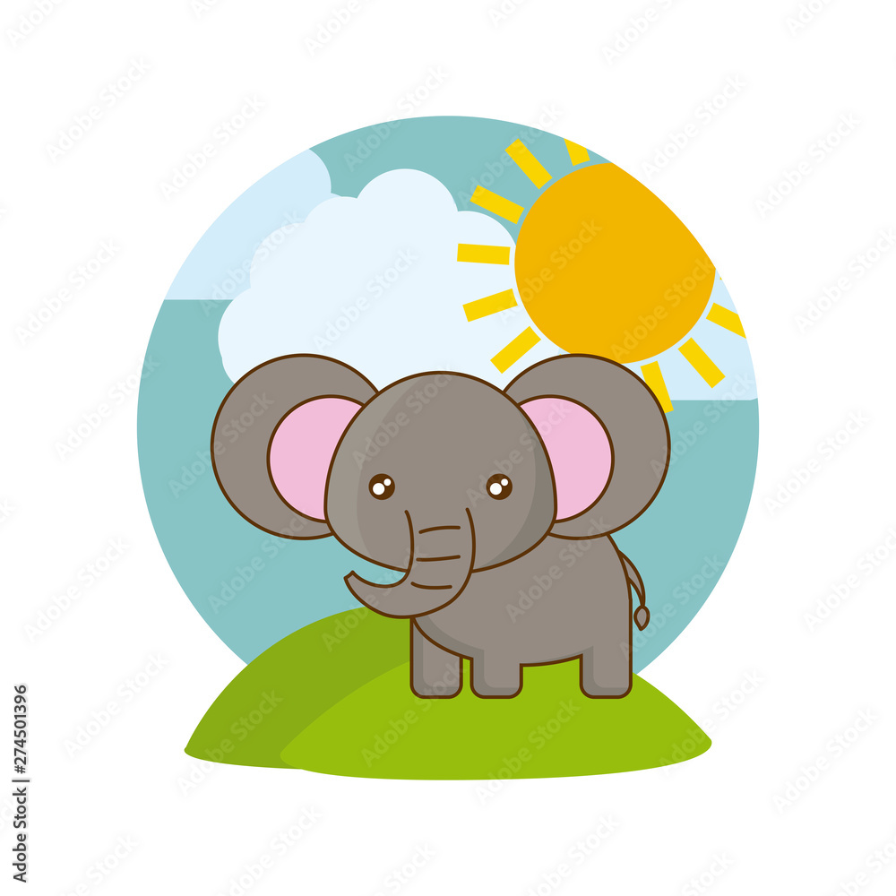 Fototapeta premium cute elephant animal in landscape natural