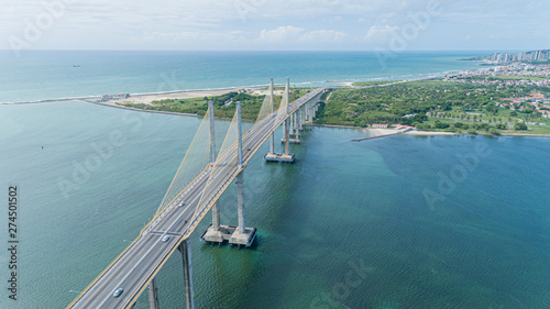 Natal / Rio Grande do Norte / Brazil - Circa May 2019: Aerial view of the bridge Newton Navarro of the city of Natal, RN. photo