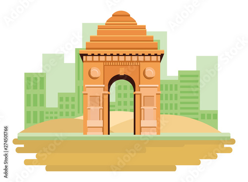 indian building monuments icon cartoon