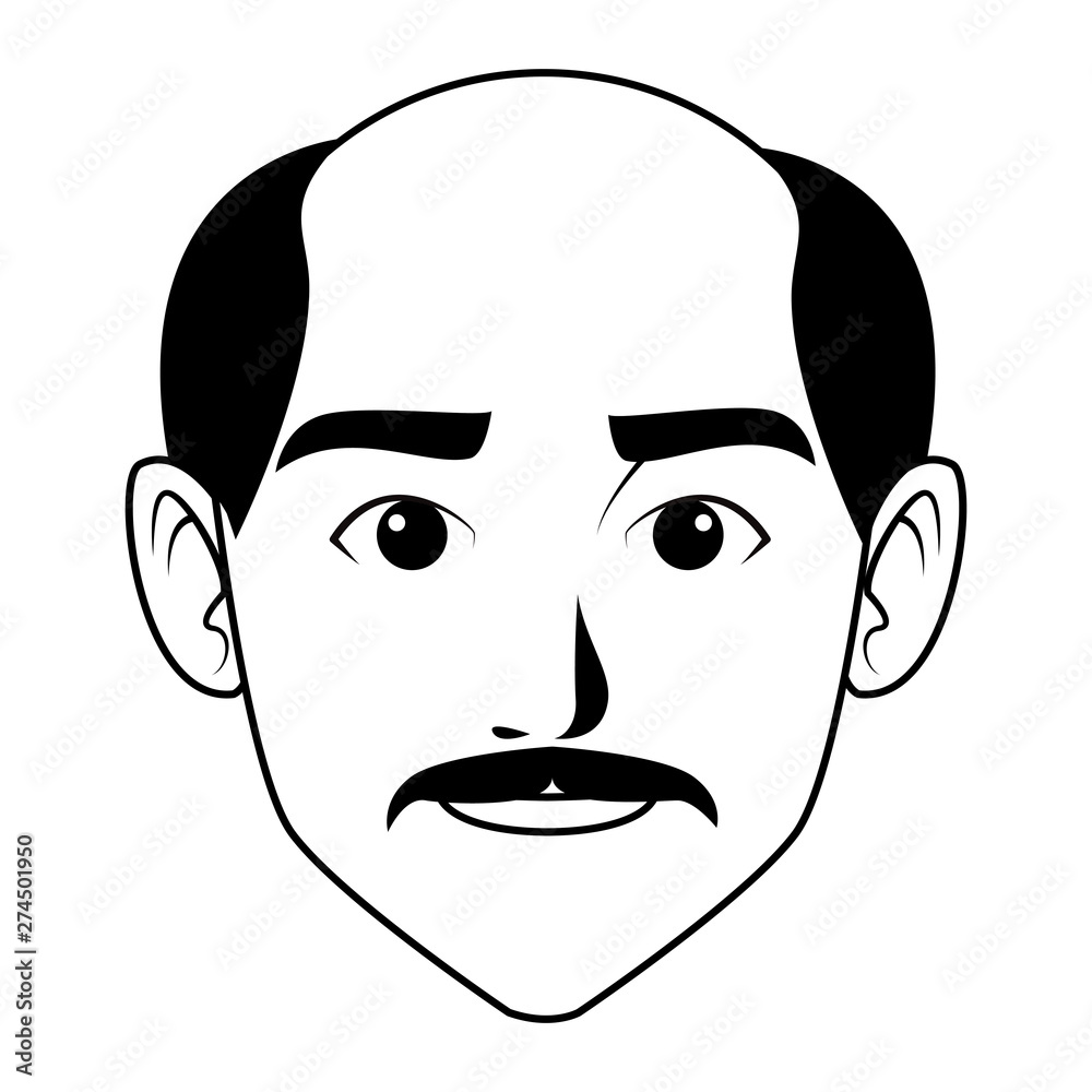 indian man face avatar cartoon in black and white Stock Vector | Adobe ...