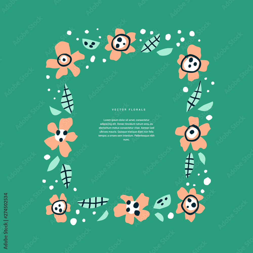 Square floral text border hand drawn template Square floral text border hand drawn template