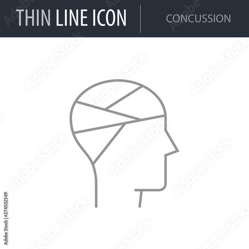 Symbol of Concussion. Thin line Icon of Medicine Part One. Stroke Pictogram Graphic for Web Design. Quality Outline Vector Symbol Concept. Premium Mono Linear Beautiful Plain Laconic Logo