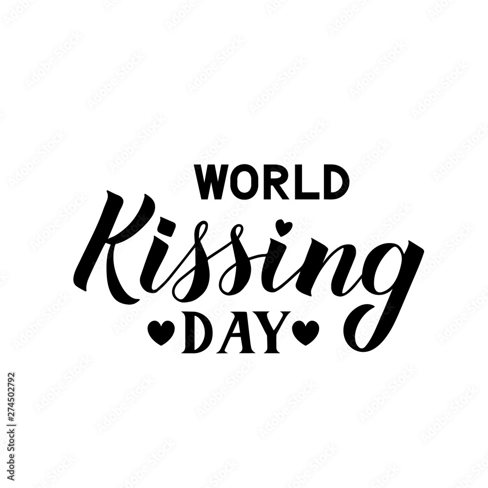 World Kissing day hand lettering isolated on white. Easy to edit template for typography poster, banner, flyer, sticker, badge, t-shot, etc.