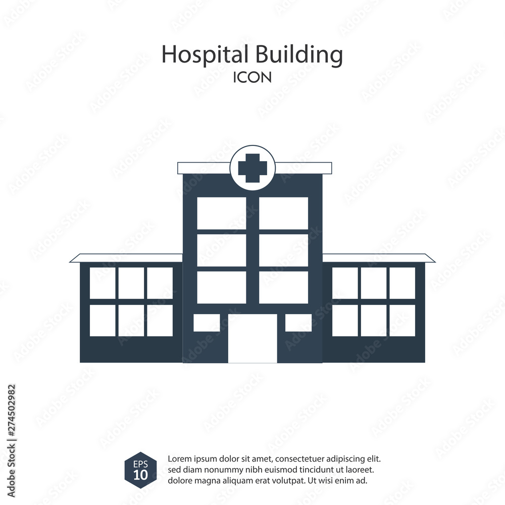 hospital building flat icon. medical service provider center building vector isolated with white background. eps 10