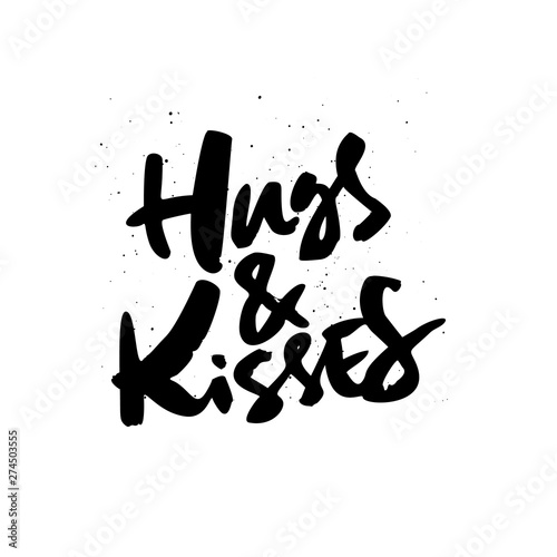 Hugs and Kisses handdrawn lettering