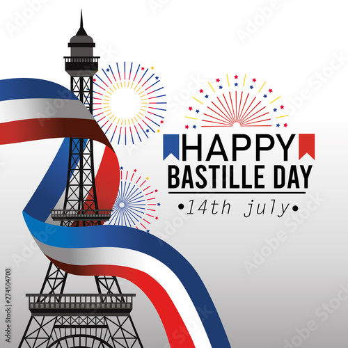 eiffel tower with france flag ribbon