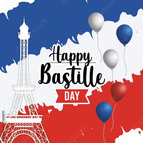 eiffel tower with france flag and balloons