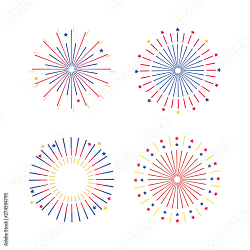 set of fireworks explotion to holiday celebration