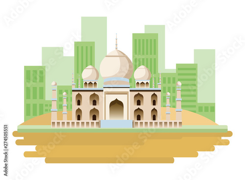 indian building monuments icon cartoon