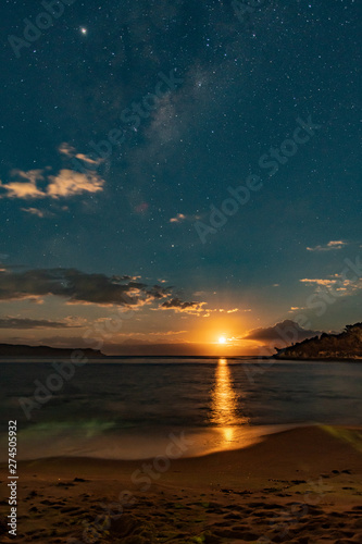 Milky Way and Moon from the Beach