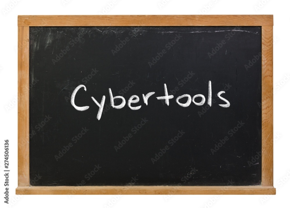 Cybertools written in white chalk on a black chalkboard isolated on white Cybertools written in white chalk on a black chalkboard isolated on white