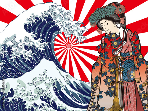 神奈川沖浪裏と女性　その1