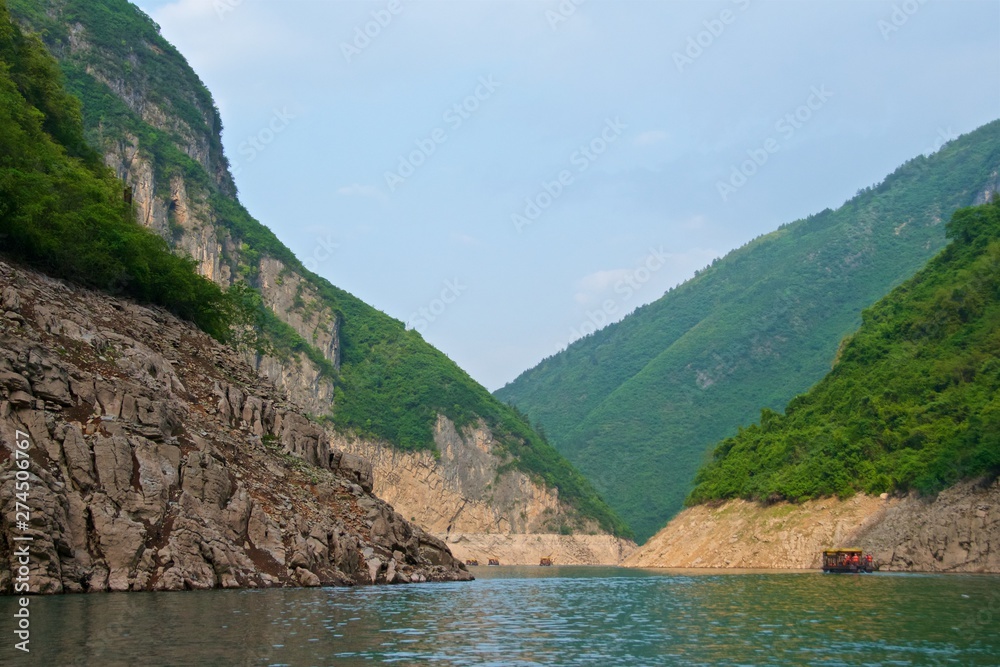 Cruising through Less Three Gorge at Yangtze River in Chongqing , China