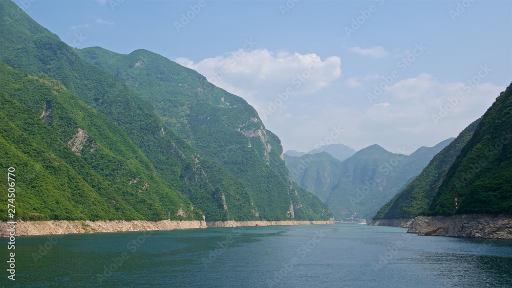 Cruising through Wu Gorge at Yangtze River in Chongqing, China