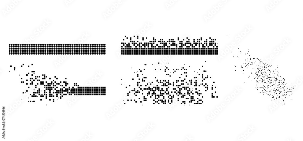 Vector dot integration and dissolving flat abstraction. Vector style is a flat illustration of dot integration and dissolving on a white background. Isolated design elements constructed from dots,