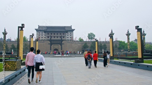 Tourists visiting the old City Wall in Xian, China