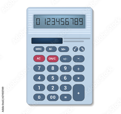 Calculator vector business accounting calculation technology calculating finance illustration set of mathematical object with buttons calculated mathematics numbers isolated on white background