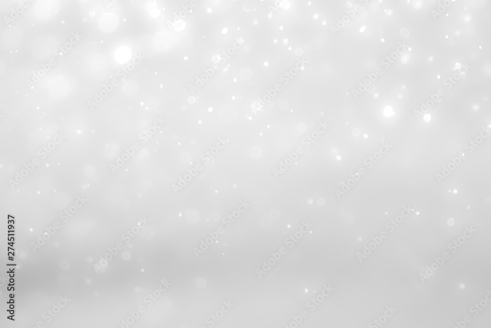 White and Silver lights on bokeh abstract background.