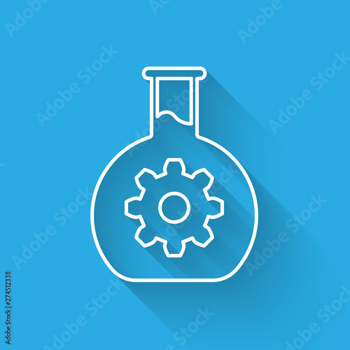 White Bioengineering icon isolated with long shadow. Element of genetics and bioengineering icon. Biology, molecule, chemical icon. Vector Illustration