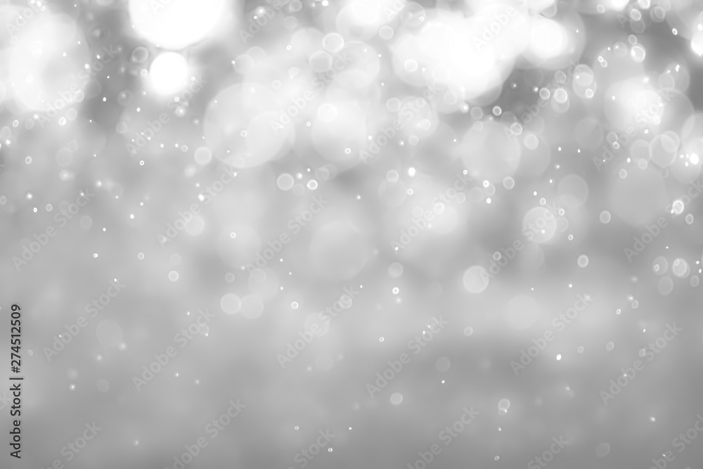 Fototapeta premium White and Silver lights on bokeh abstract background.