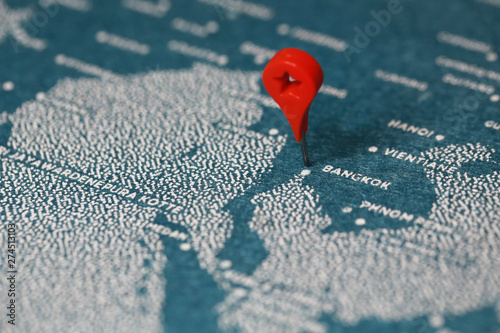 Photography handmade map with the pin