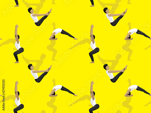 Manga Man Yoga Chair Pose Background Seamless Wallpaper