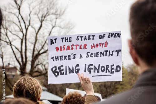 Boston, Massachusetts/USA America- April 22nd, 2017 March for Science. Demonstration, Protest for science, climate change, education, policy. Political, peaceful protest. Rally. Protest signs. March. photo
