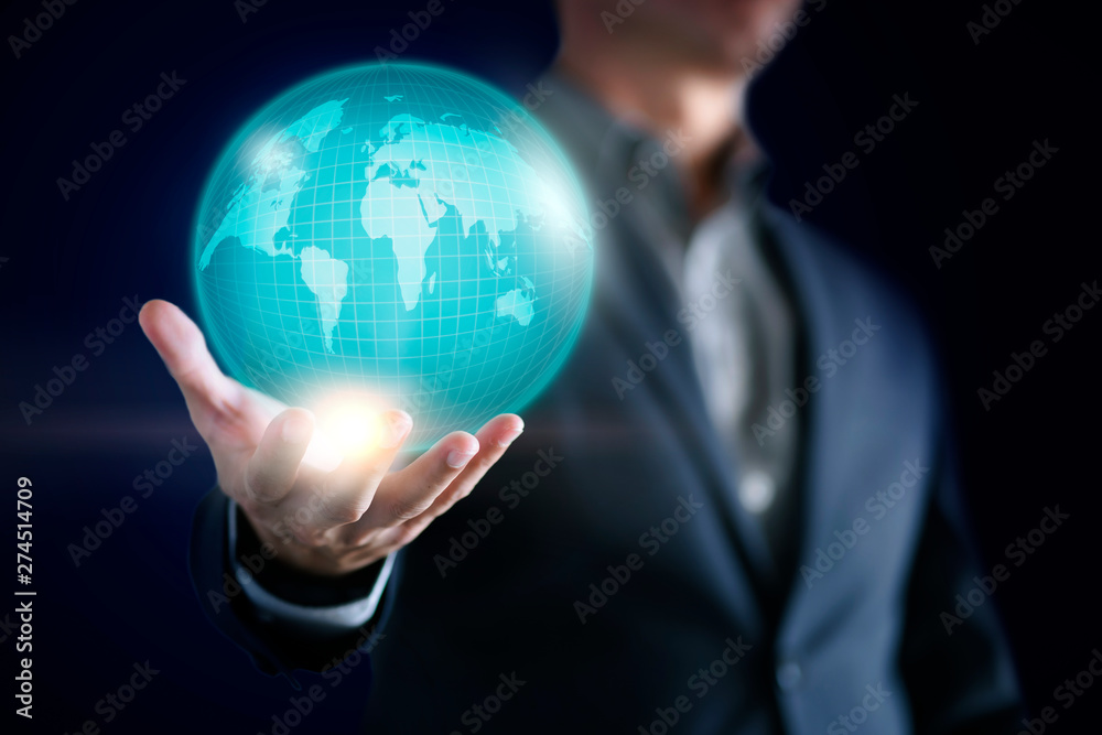 Conceptual image of business man with social connection , online network technology business. Conceptual image of business man with social connection , online network technology business.