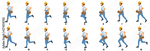Handyman Character Run cycle Animation Sequence