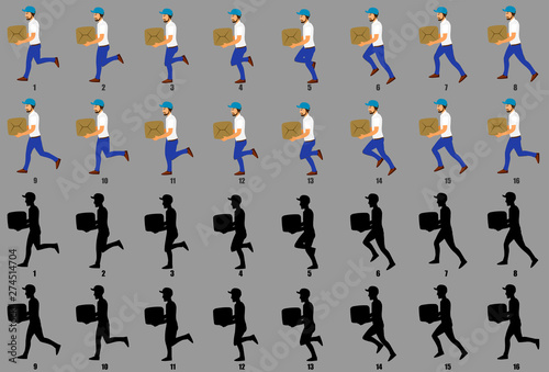 Courier Person Character Run cycle Animation Sequence