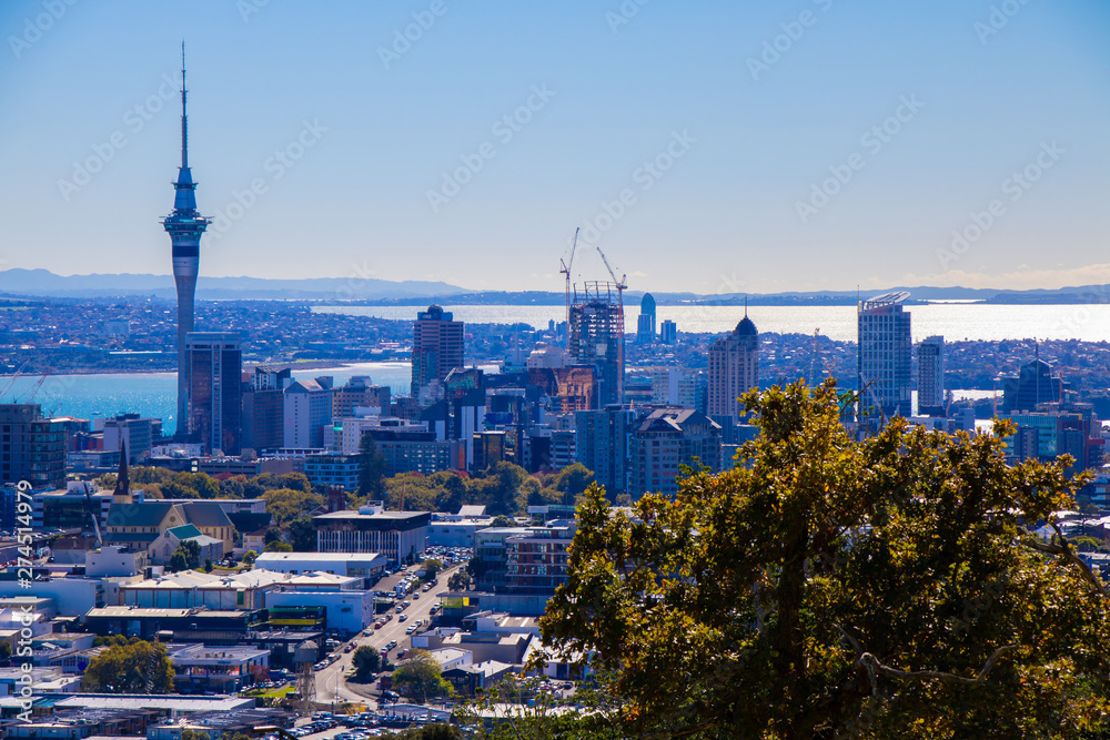 Auckland Skyline from Mt. Eden in Auckland, North Island, New Zealand