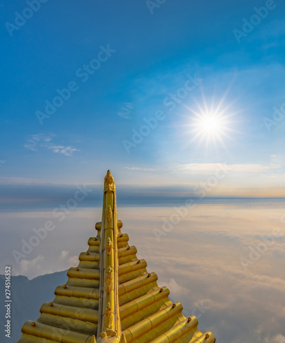 The cornice of the golden temple  the golden roof of Emei mountain in Sichuan province  China