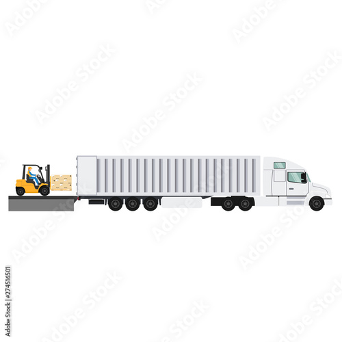 Design of container trailer with forklifts lifting pallet