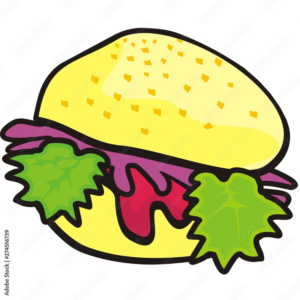Hamburger with vegetable and ketchup, fast food, vector illustration Hamburger with vegetable and ketchup, fast food, vector illustration