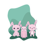 cute rabbits animals isolated icon