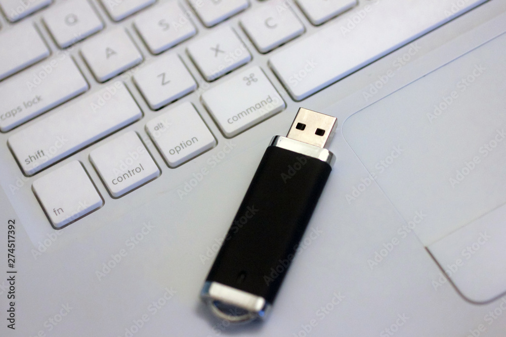 Fototapeta premium USB drive on laptop