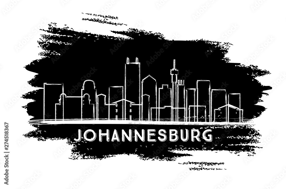 Fototapeta premium Johannesburg RPA sylwetka panoramę miasta. Ręcznie rysowane szkic.